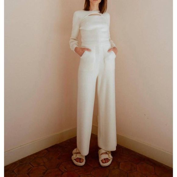 NEW MOLLY BRACKEN soft knitted pants in off-white - Picture 1 of 3